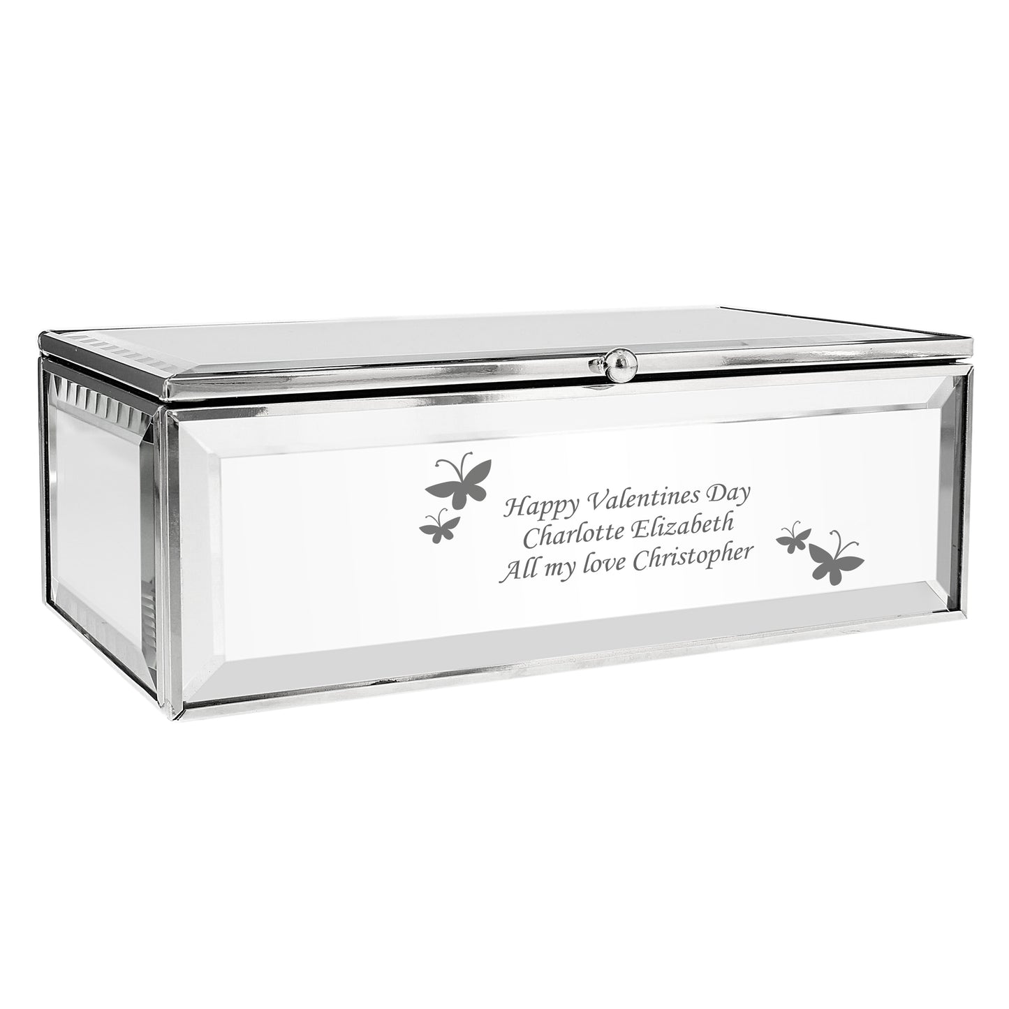 Personalised Butterflies Mirrored Jewellery Box