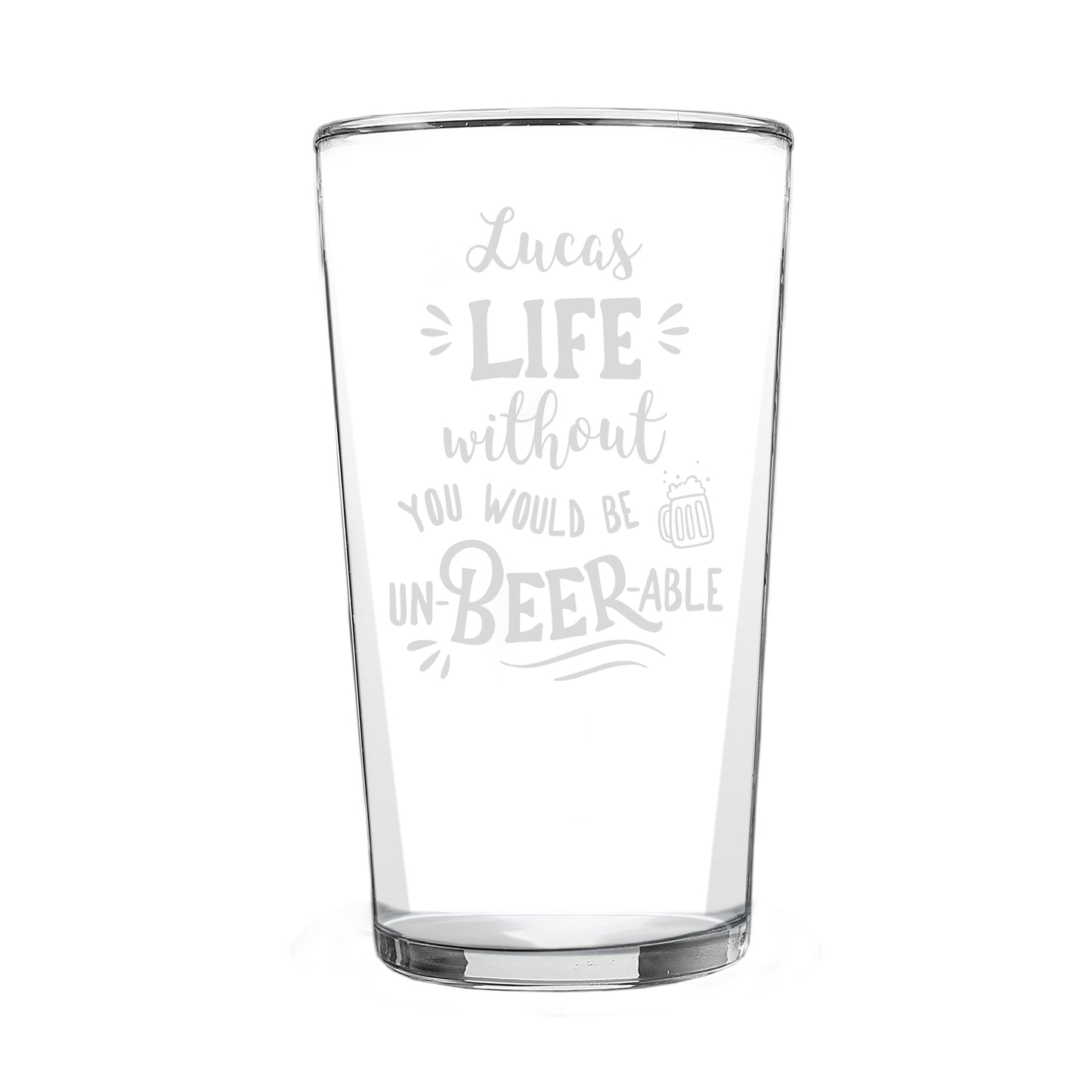 Personalised UN-BEER-ABLE Pint Glass