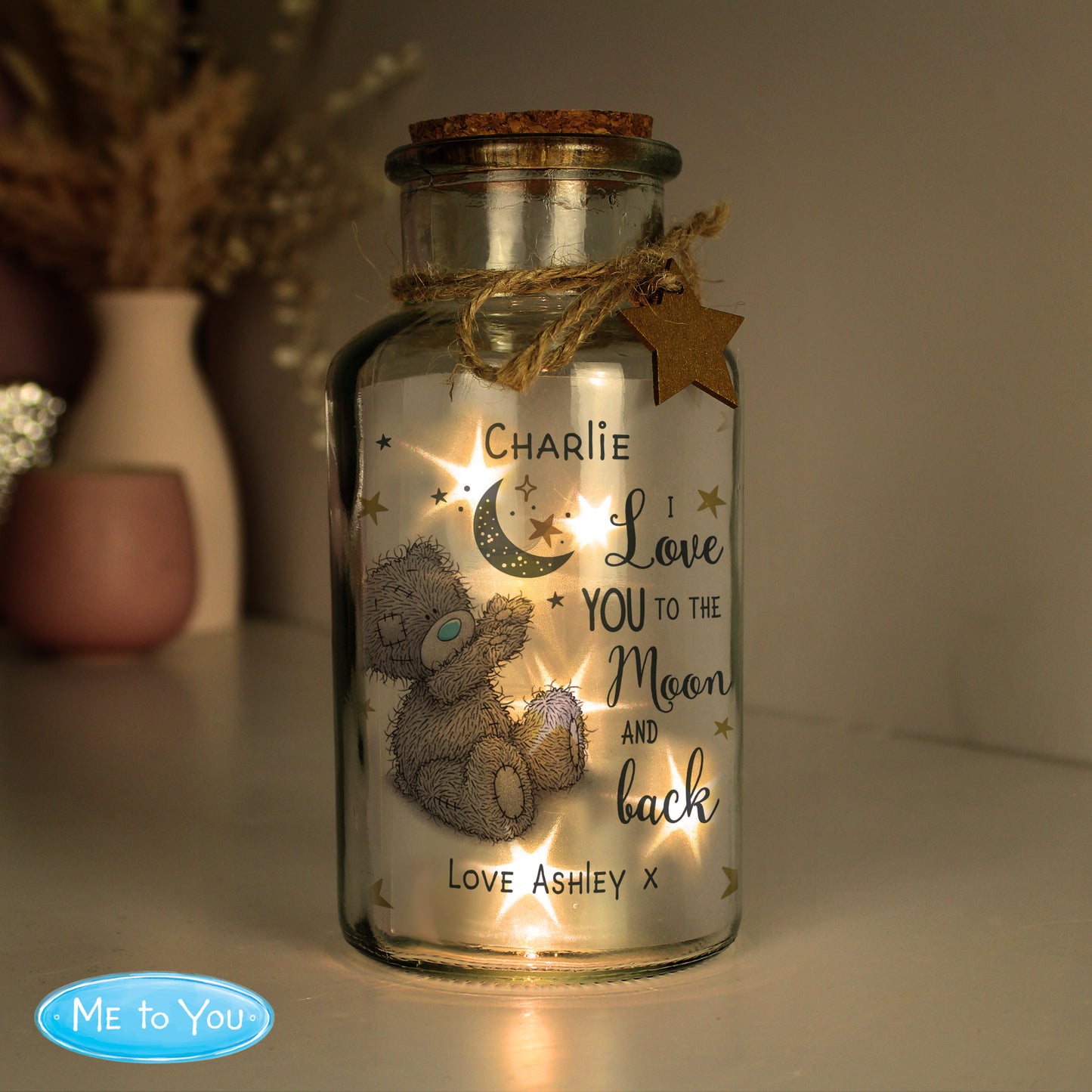 Personalised Me to You Moon & Back LED Light Up Jar