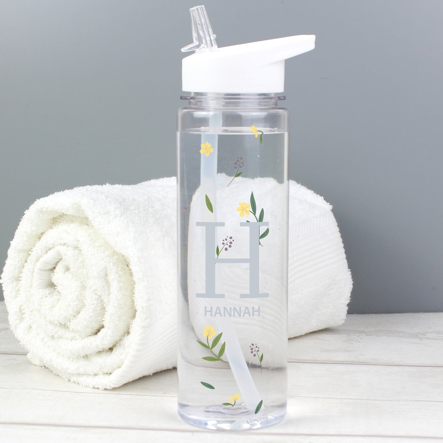 Personalised Floral Initial Water Bottle