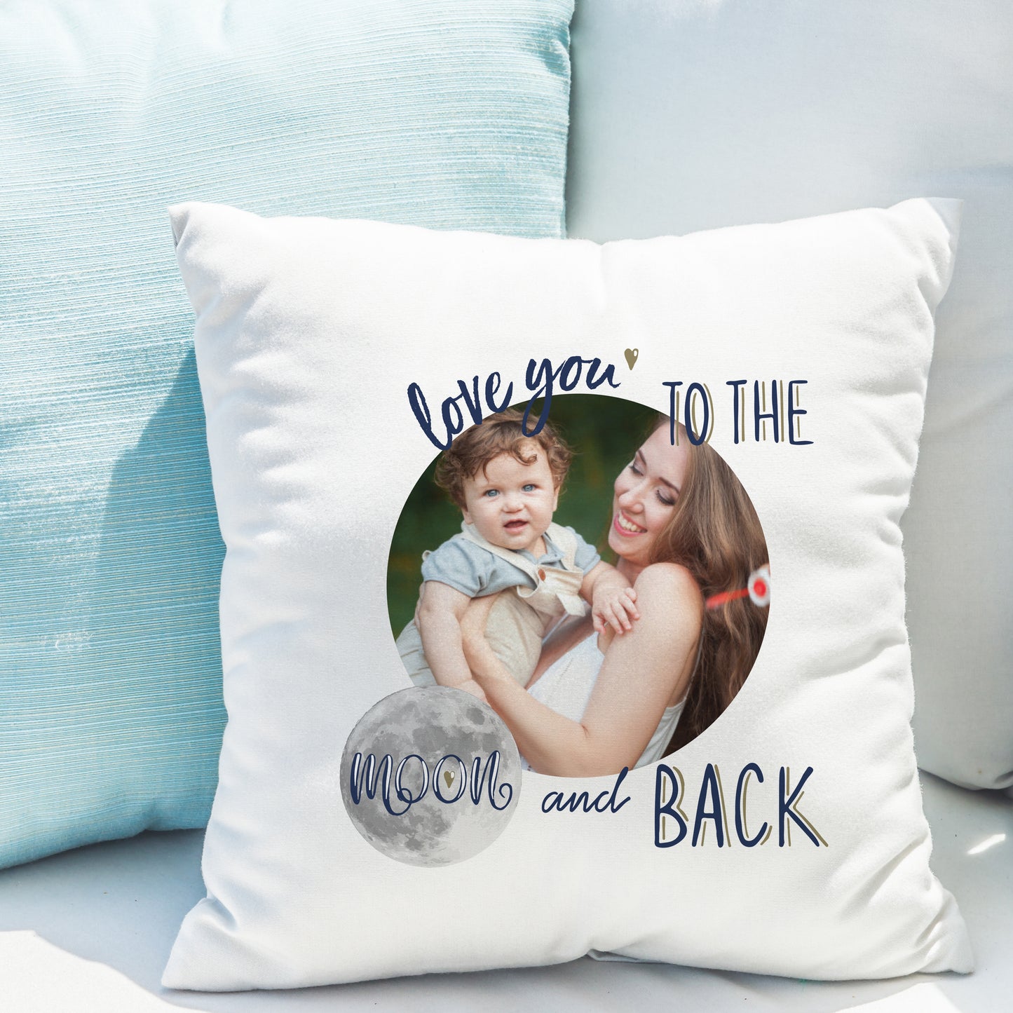 Personalised Moon & Back Photo Upload Cushion