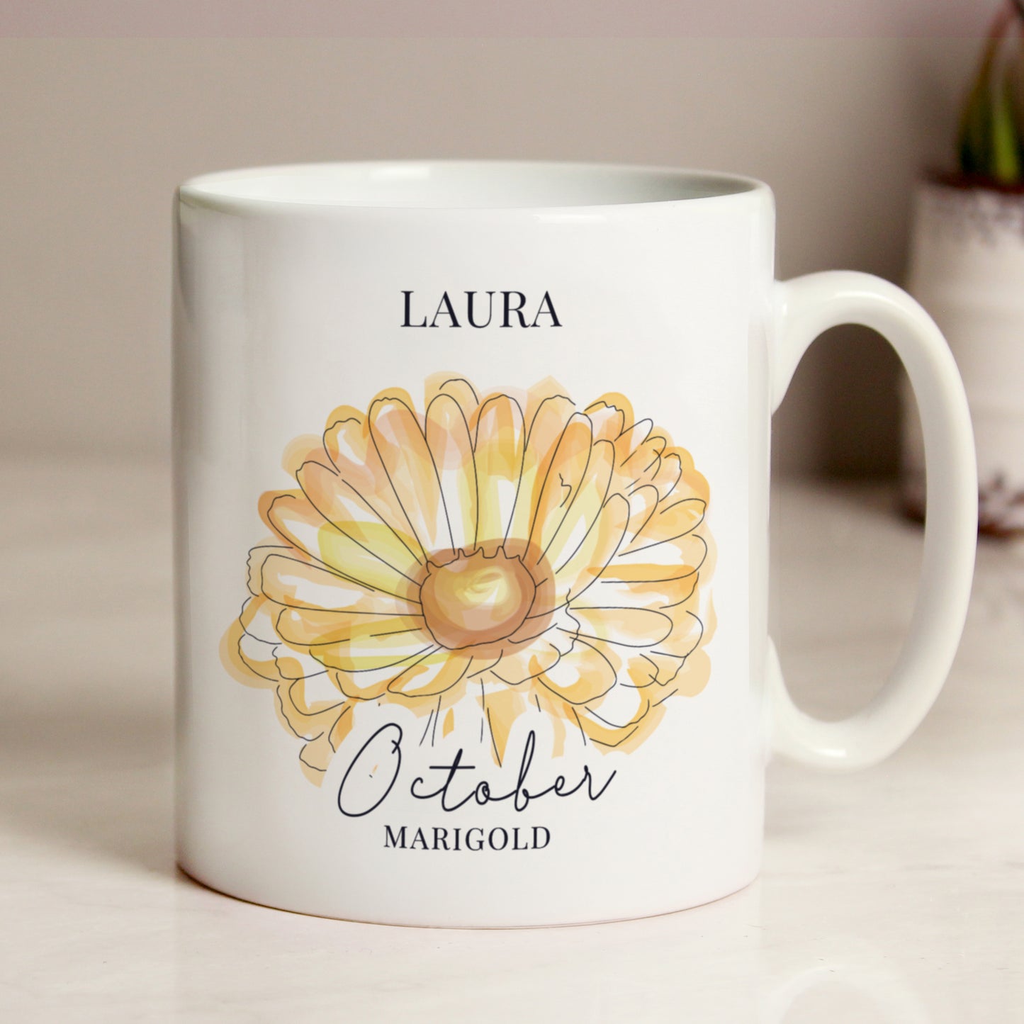 Personalised Flower of the Month Mug