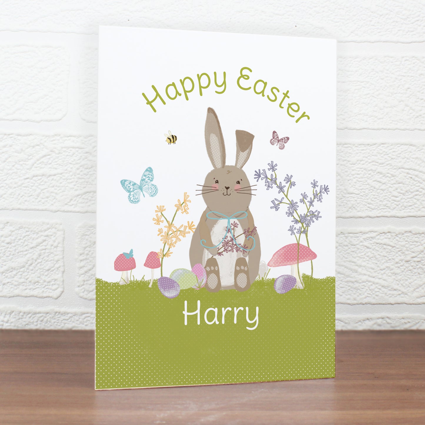 Personalised Easter Meadow Bunny Card