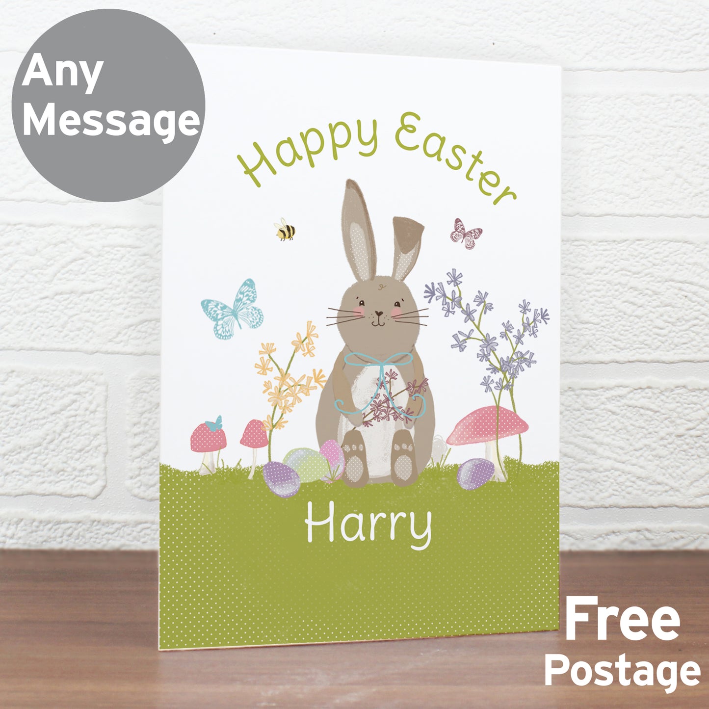 Personalised Easter Meadow Bunny Card