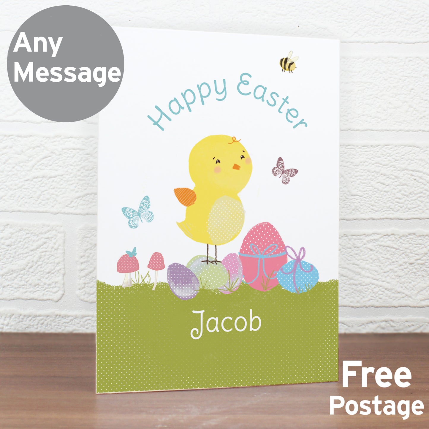 Personalised Easter Meadow Chick Card