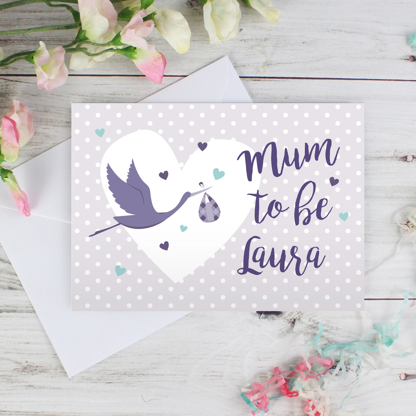 Personalised Mum to Be Stork Card