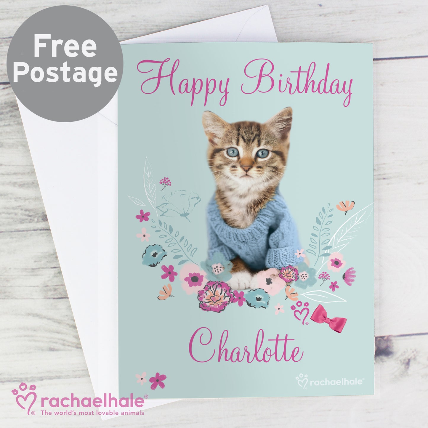 Personalised Rachael Hale Cute Kitten Card