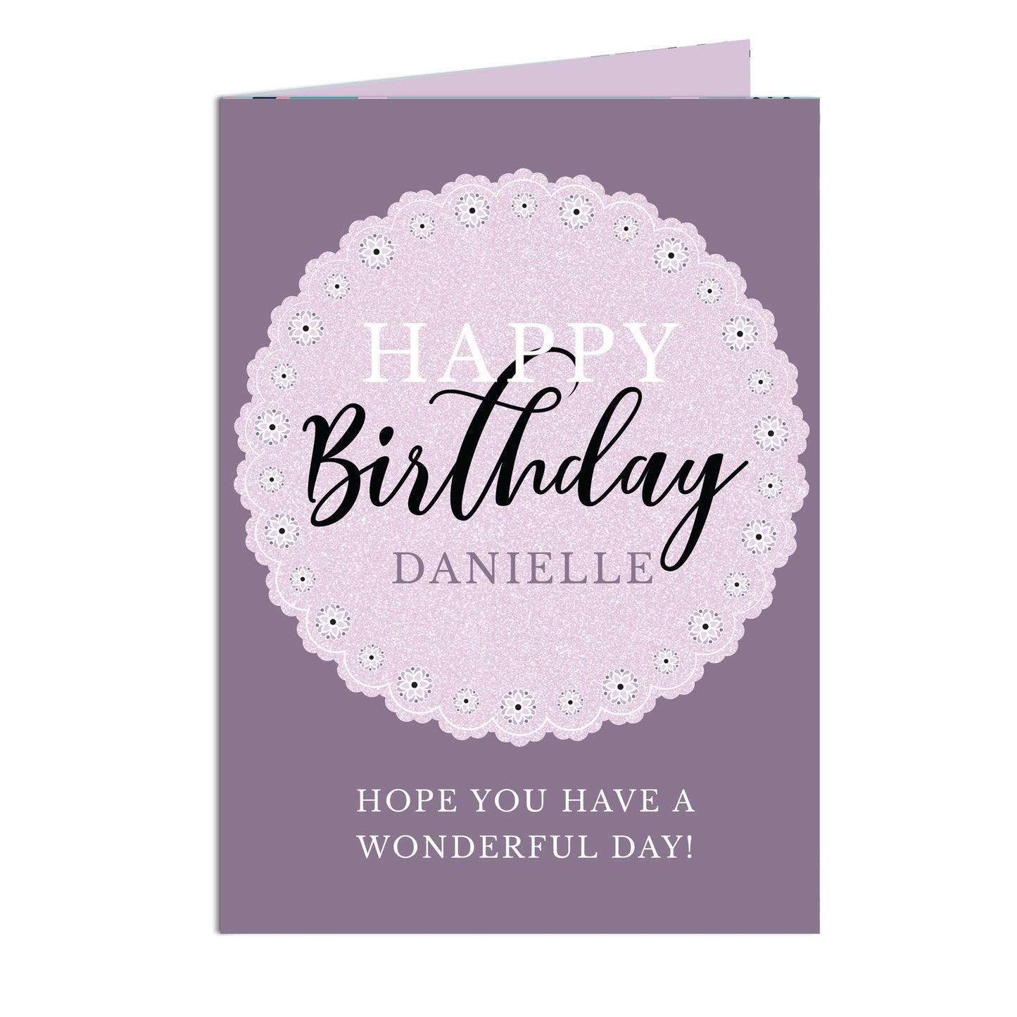 Personalised Lilac Lace Birthday Card