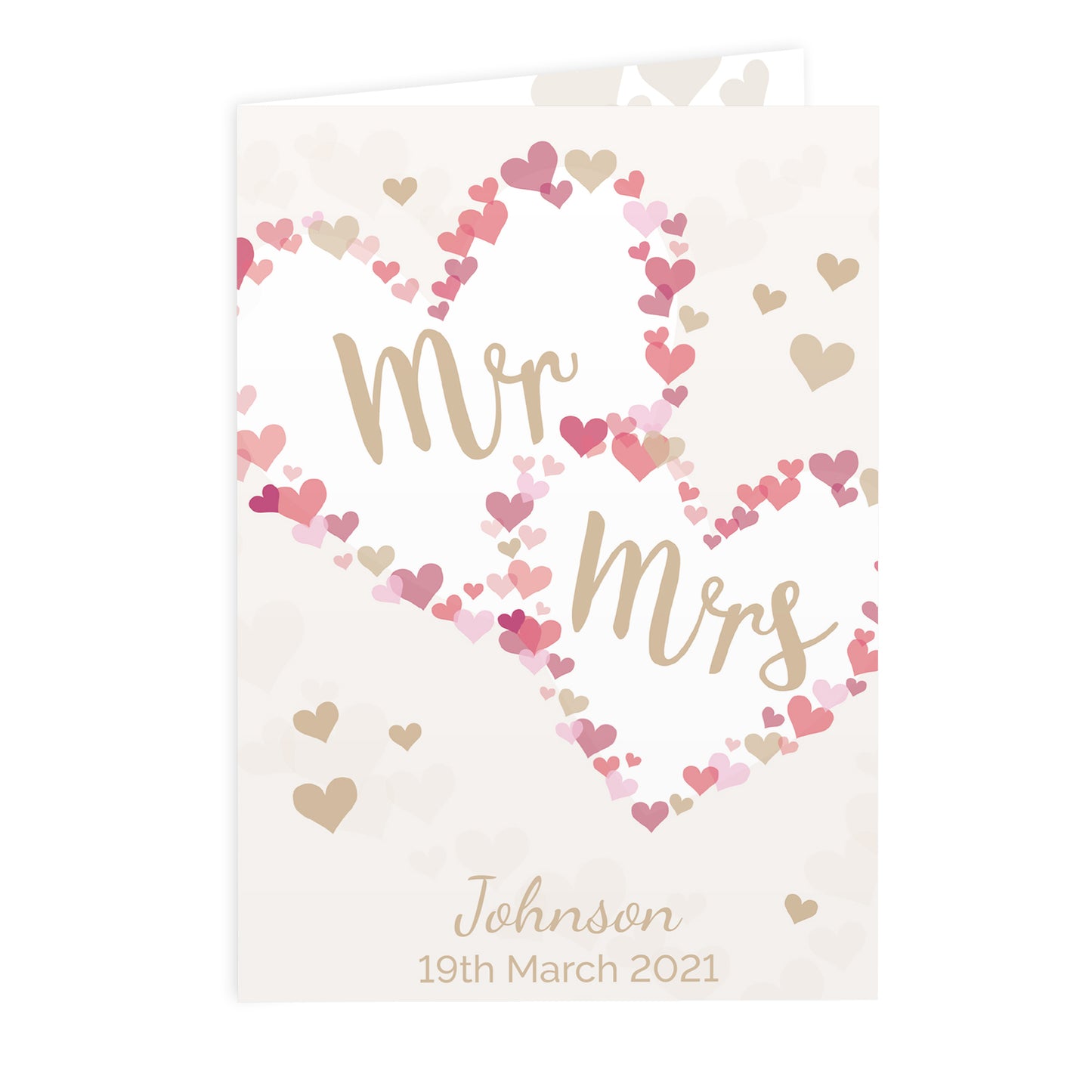 Personalised Mr & Mrs Confetti Hearts Wedding Card