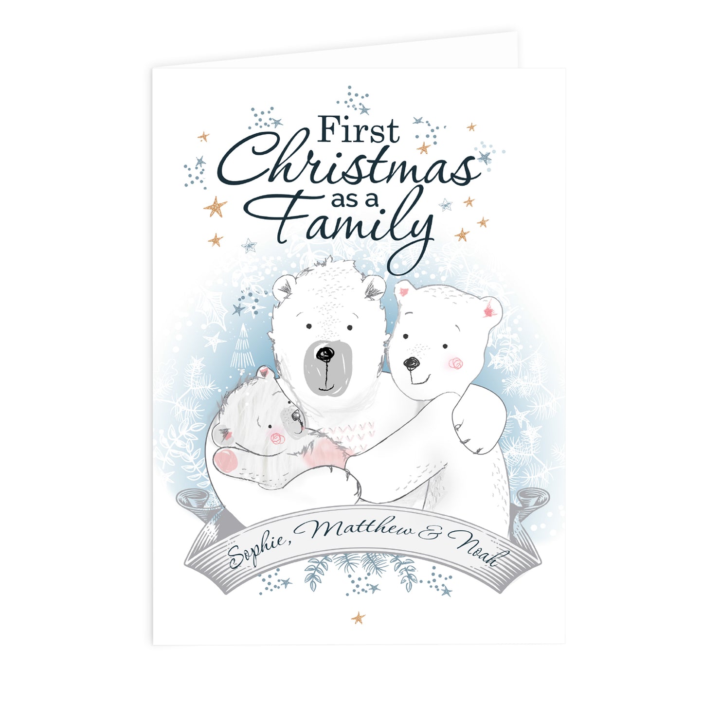 Personalised Polar Bear '1st Christmas As A Family' Card