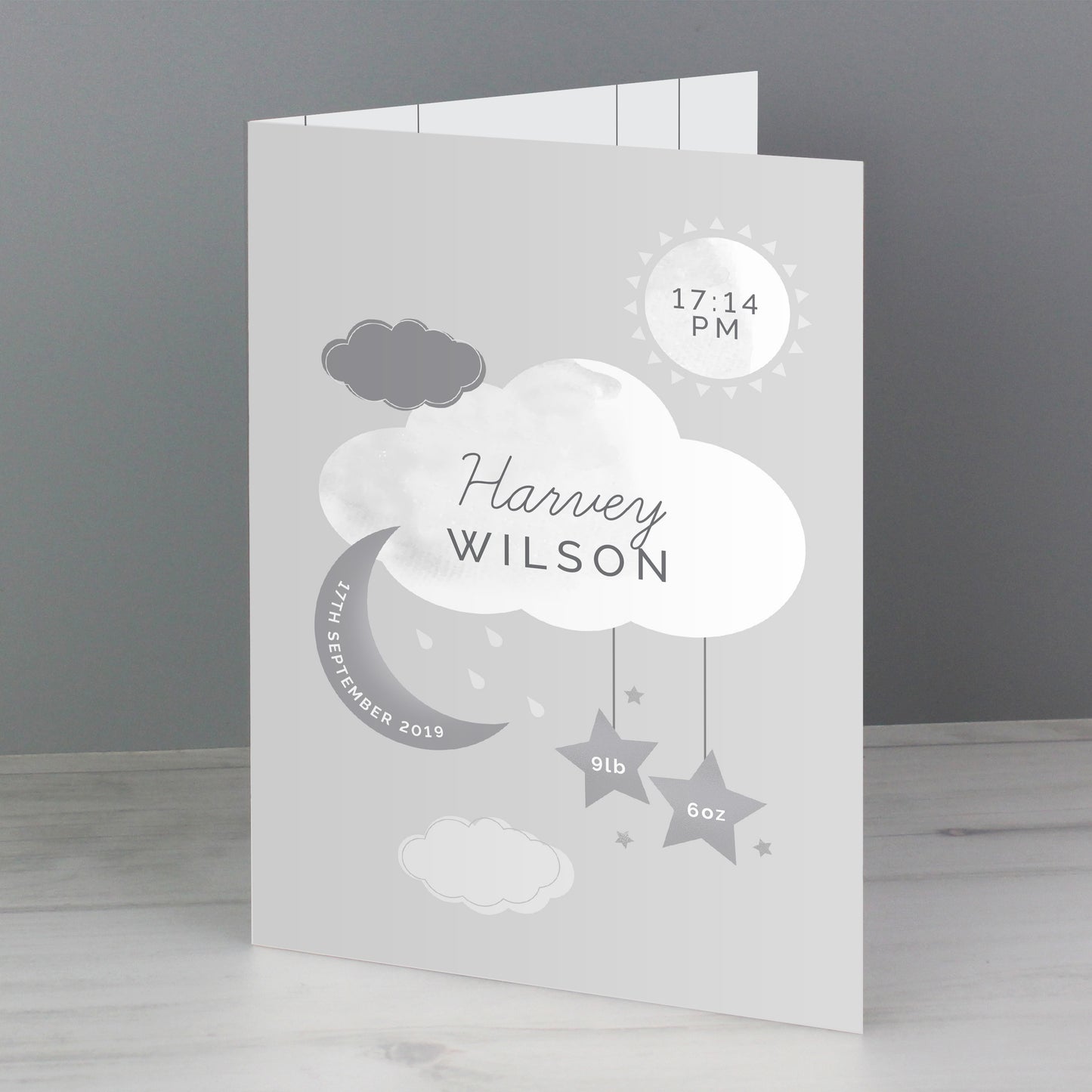 Personalised New Baby Moon & Stars Card