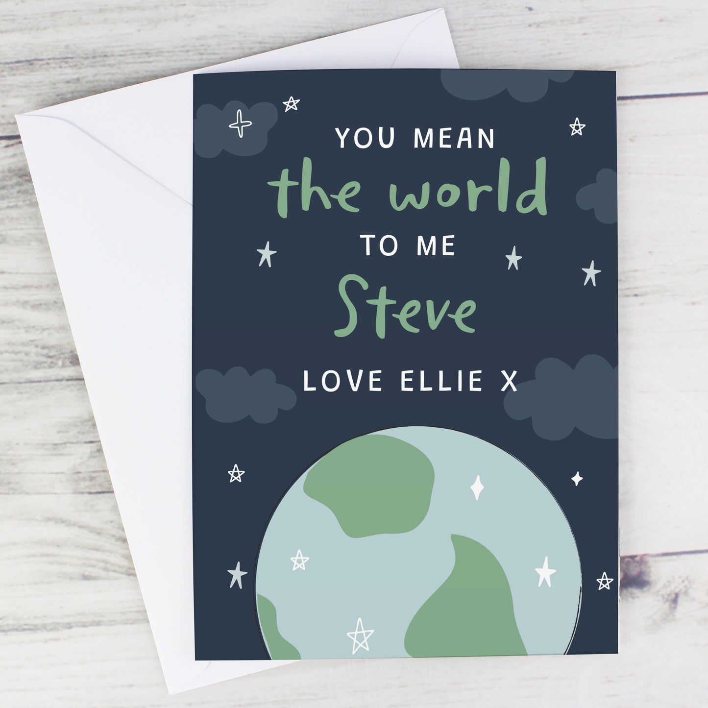 Personalised You Mean The World To Me Card