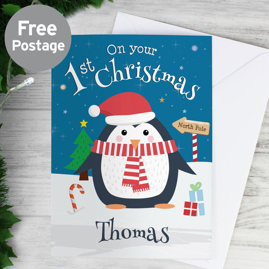 Personalised Christmas Penguin Card