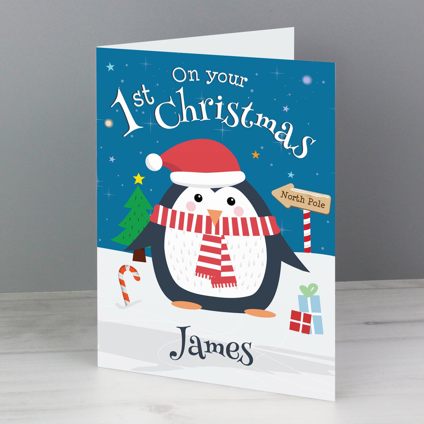 Personalised Christmas Penguin Card