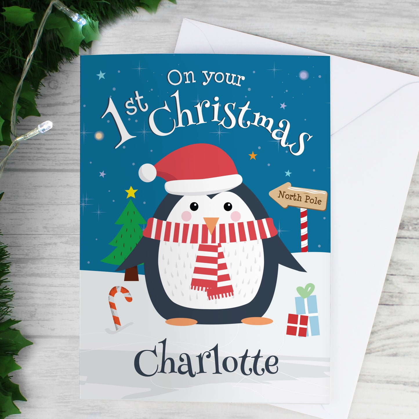 Personalised Christmas Penguin Card