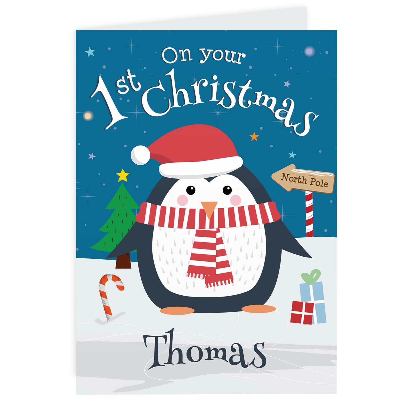 Personalised Christmas Penguin Card