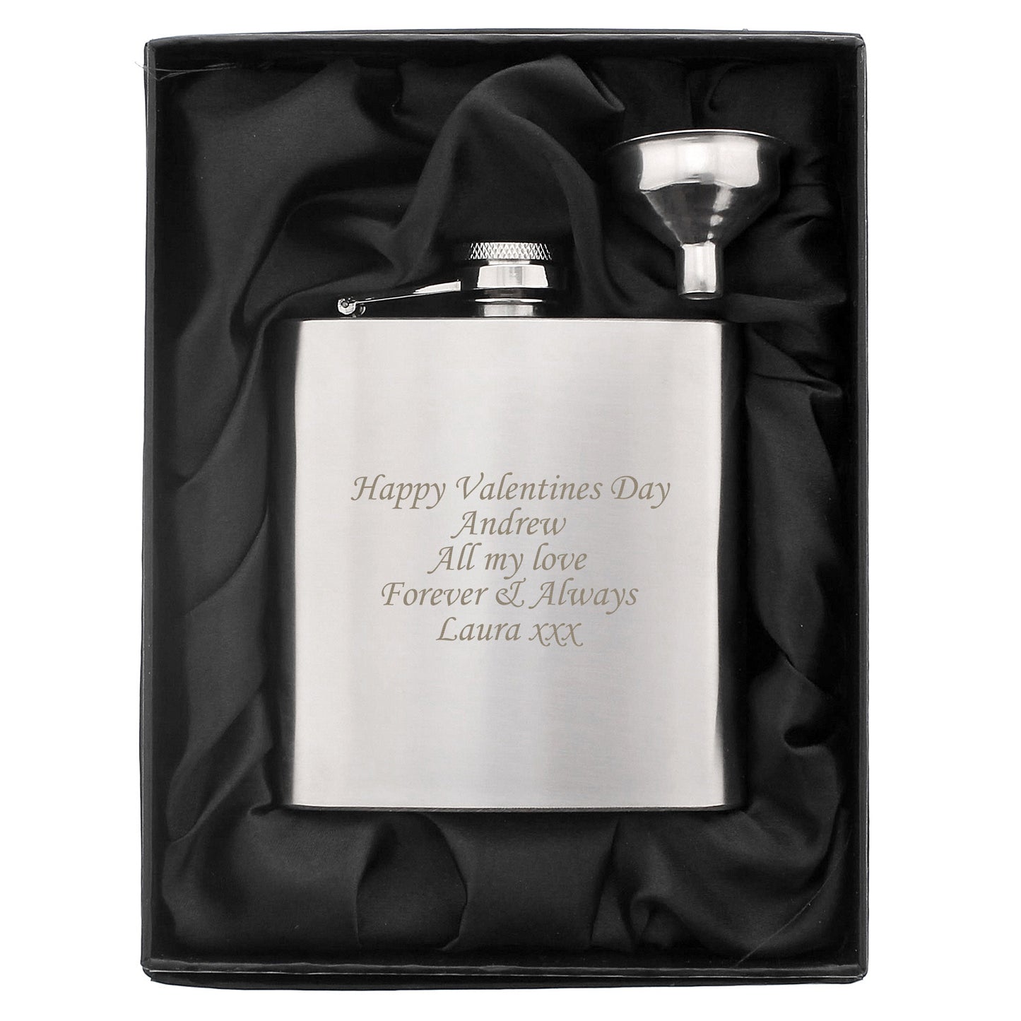 Personalised Boxed Stainless Steel Hip Flask