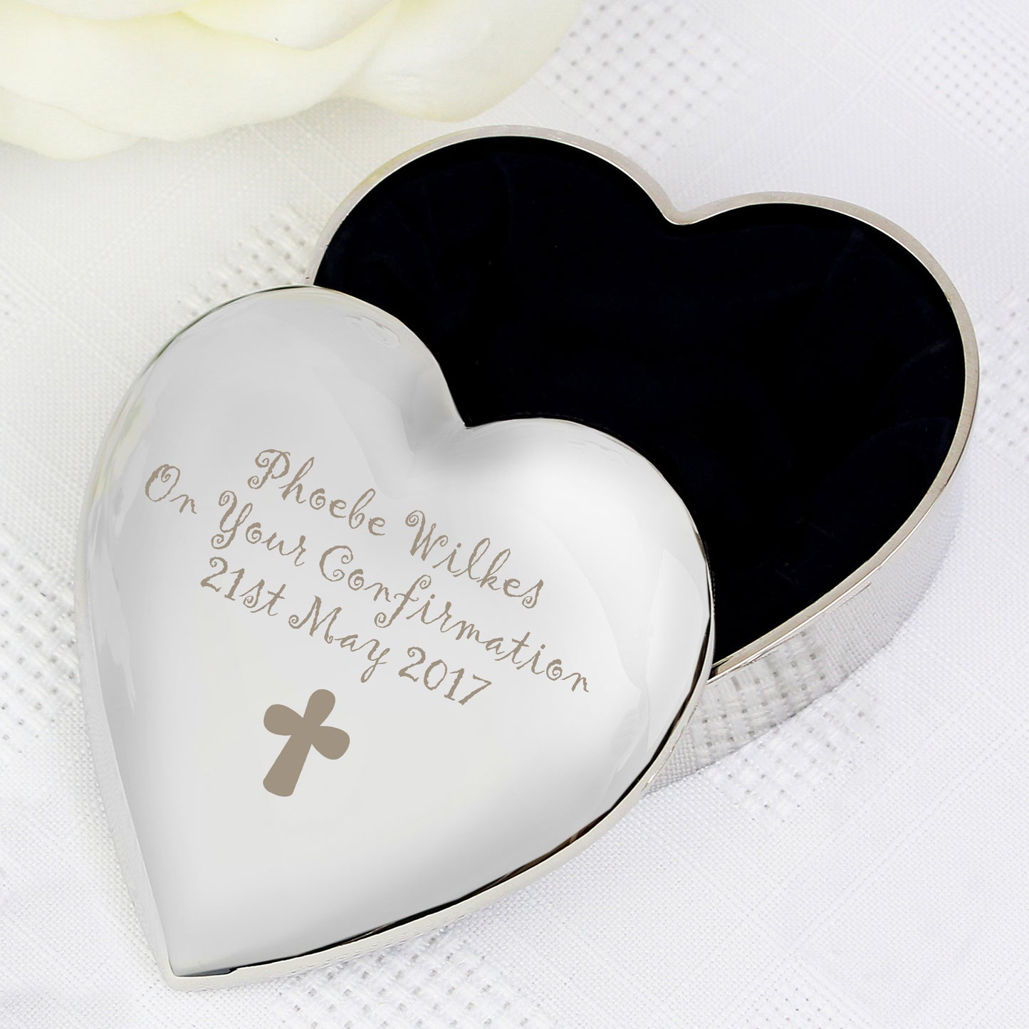 Personalised Cross Heart Trinket Box