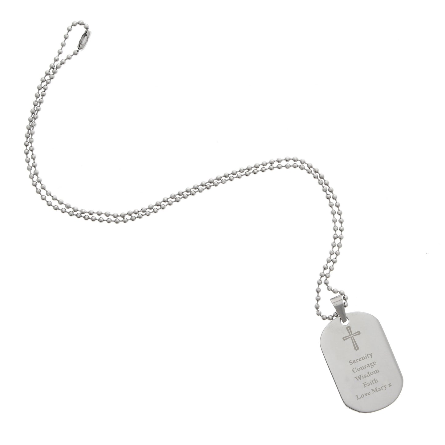 Personalised Cross Stainless Steel Dog Tag Necklace