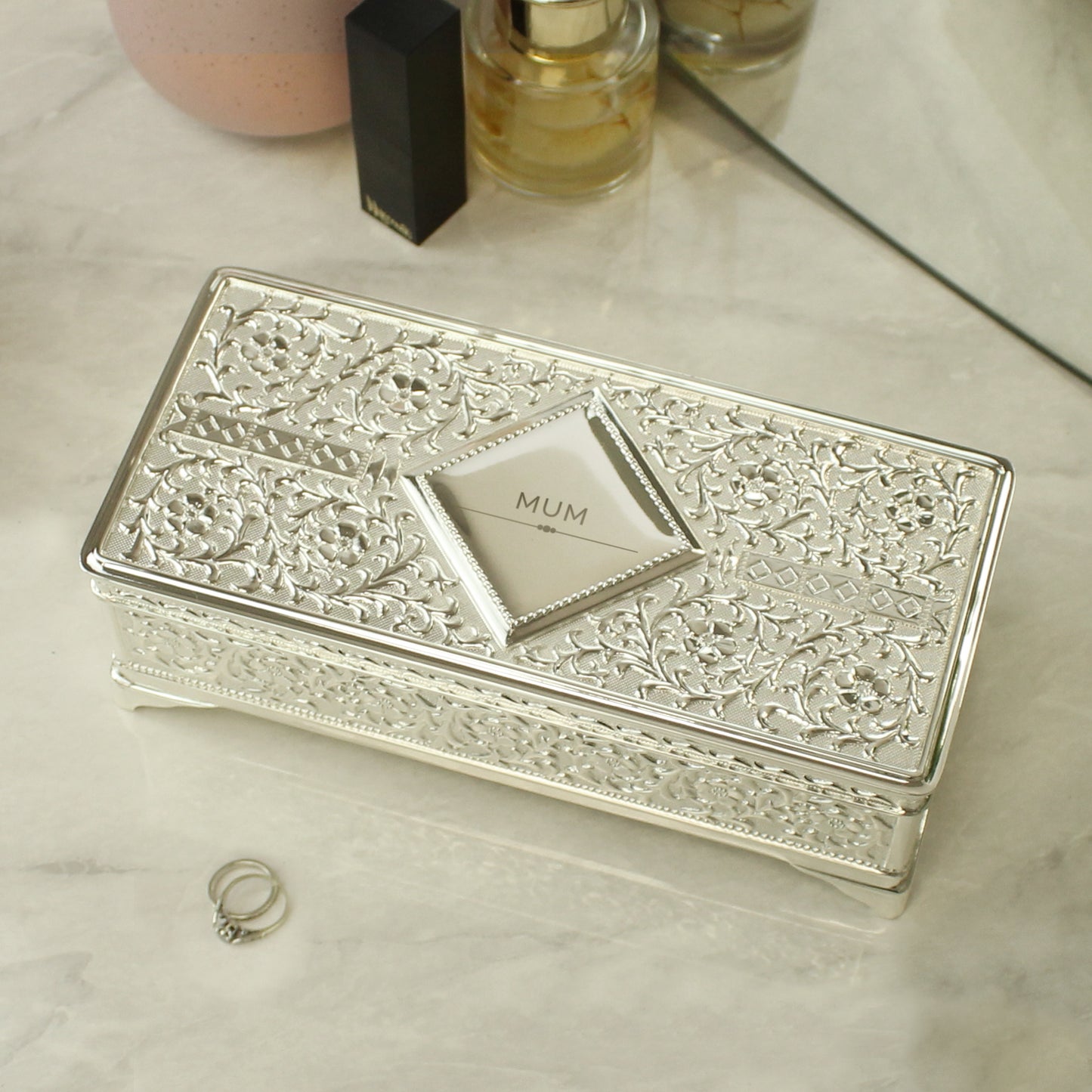 Personalised Classic Antique Silver Plated Jewellery Box