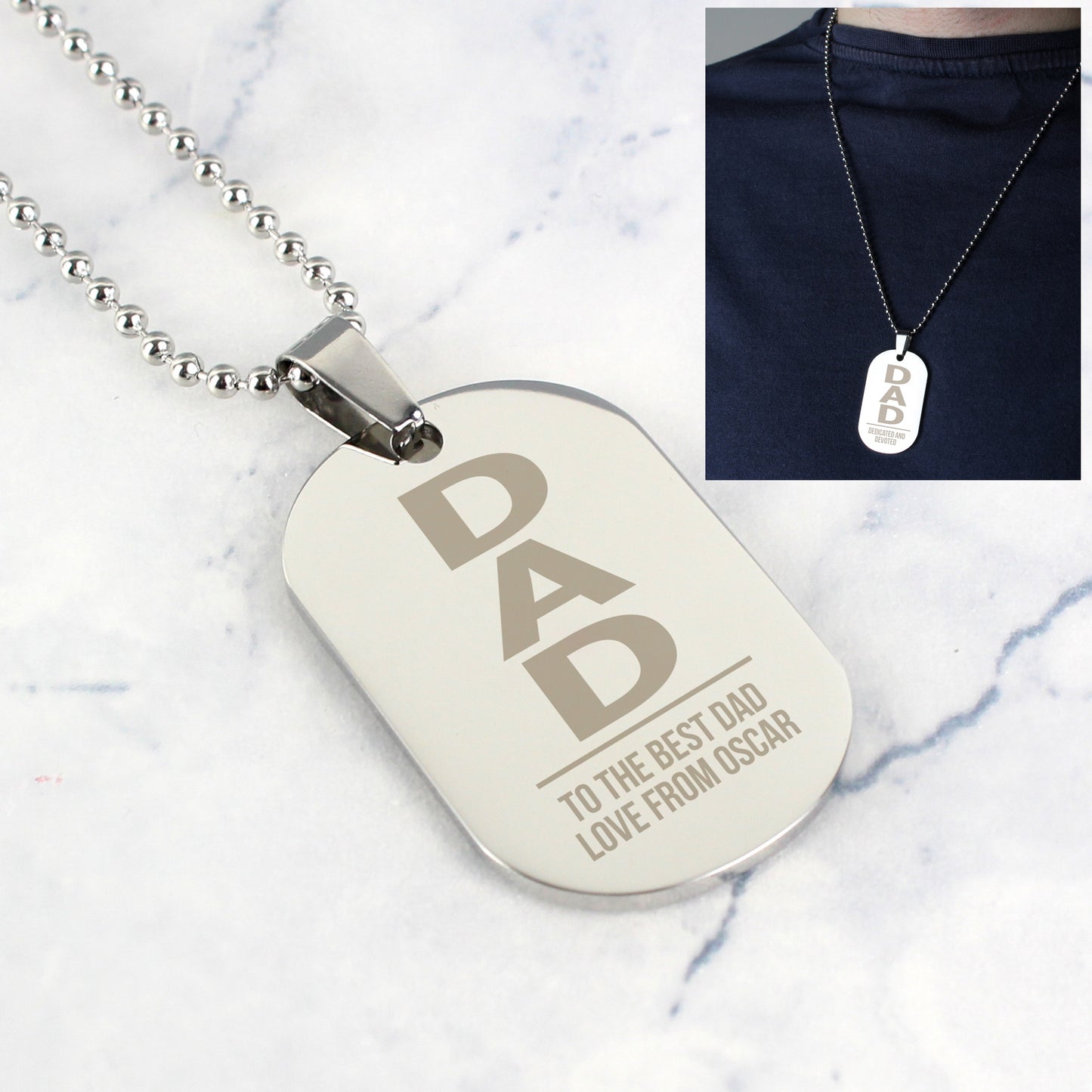 Personalised Dad Stainless Steel Dog Tag Necklace