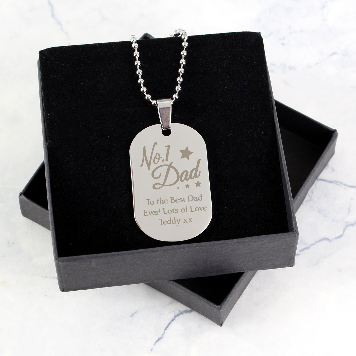 Personalised No.1 Dad Stainless Steel Dog Tag Necklace