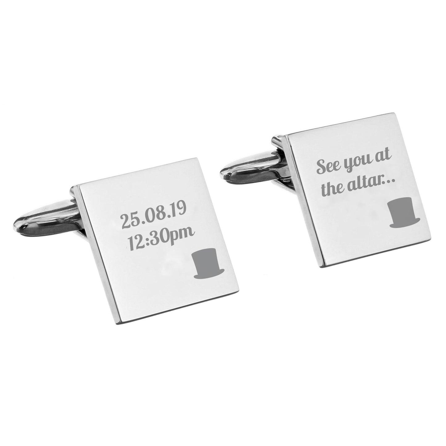 Personalised Top Hat Wedding Square Cufflinks