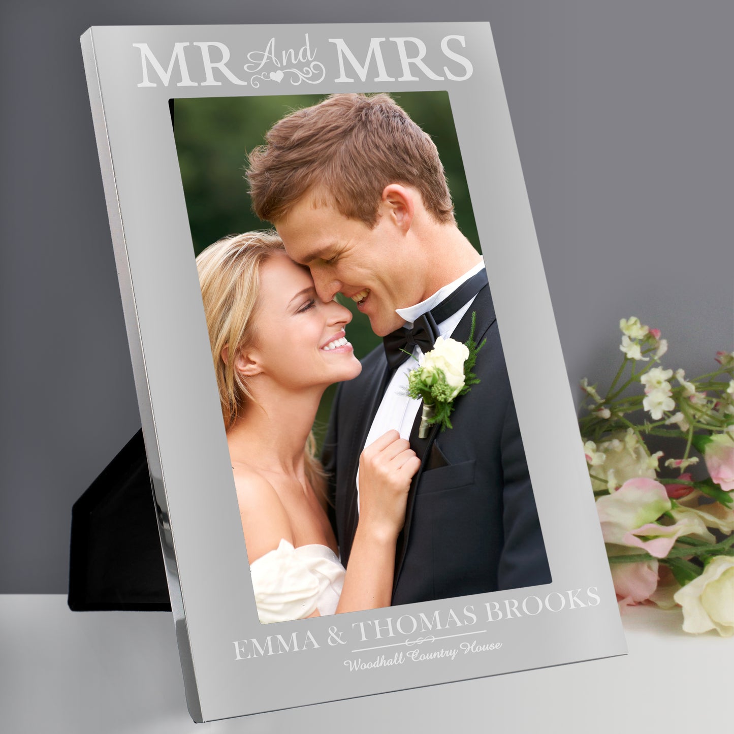 Personalised Mr & Mrs 5x7 Silver Photo Frame