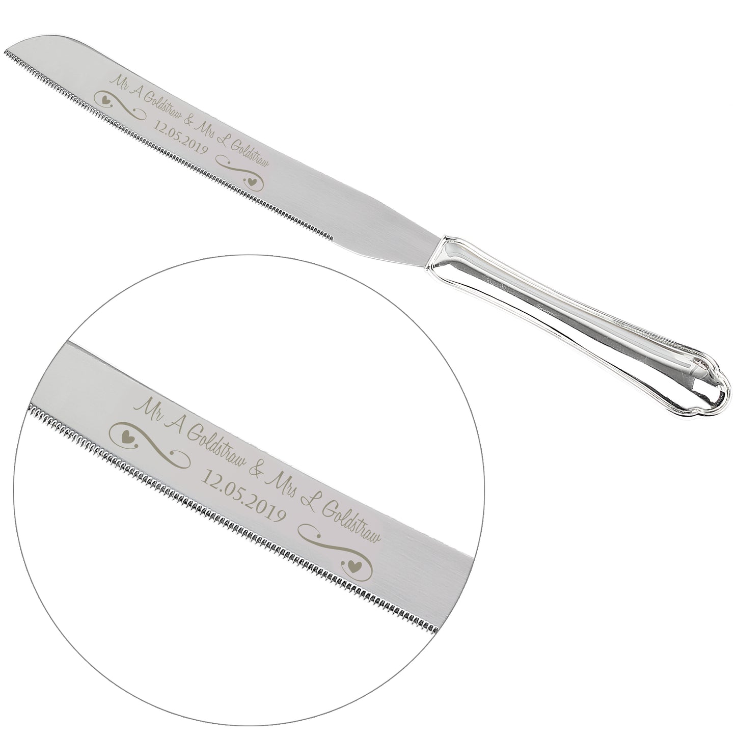 Personalised Heart & Swirl Cake Knife