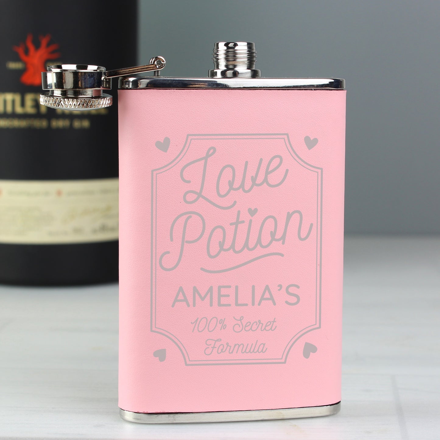 Personalised Love Potion Pink Hip Flask