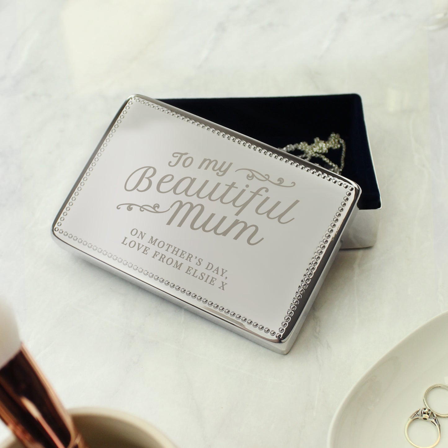 Personalised Beautiful Mum Rectangular Jewellery Box