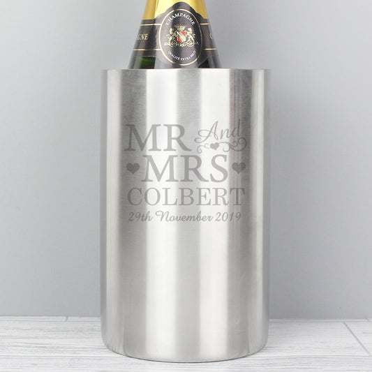 Personalised Mr & Mrs Wine Cooler