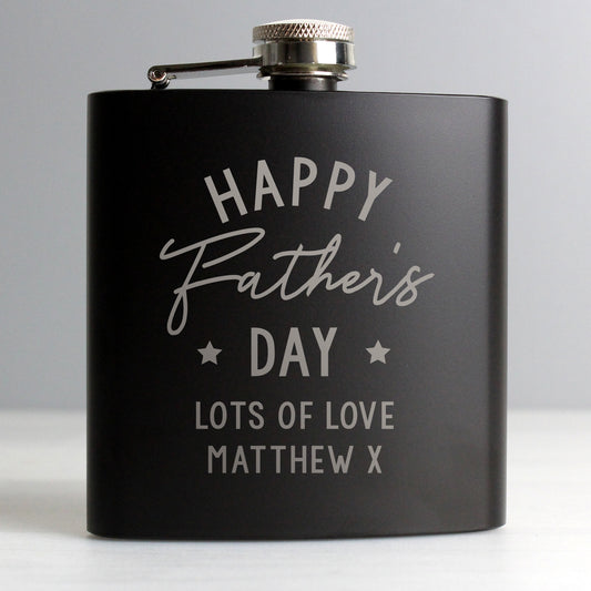 Personalised Father's Day Black Hip Flask