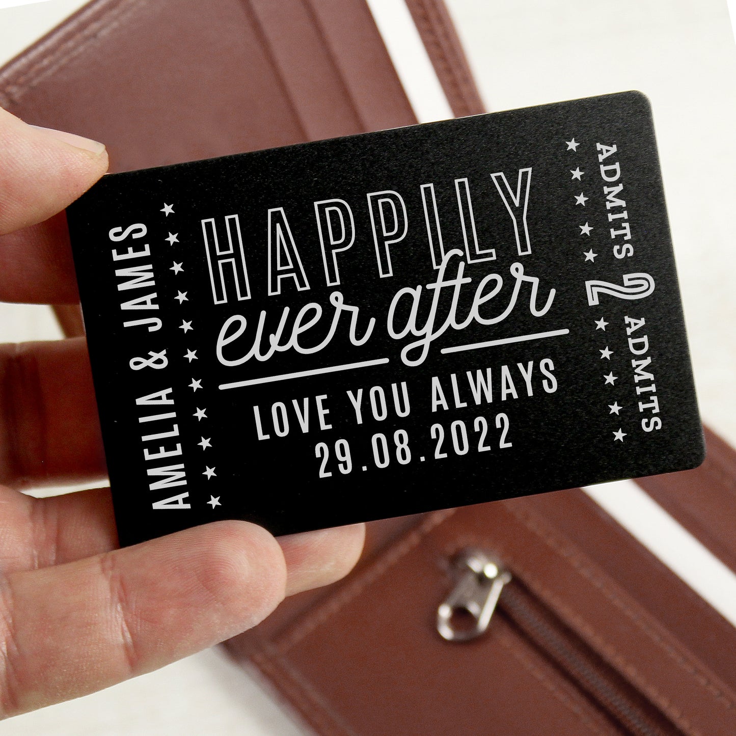 Personalised Happily Ever After Black Wallet Card