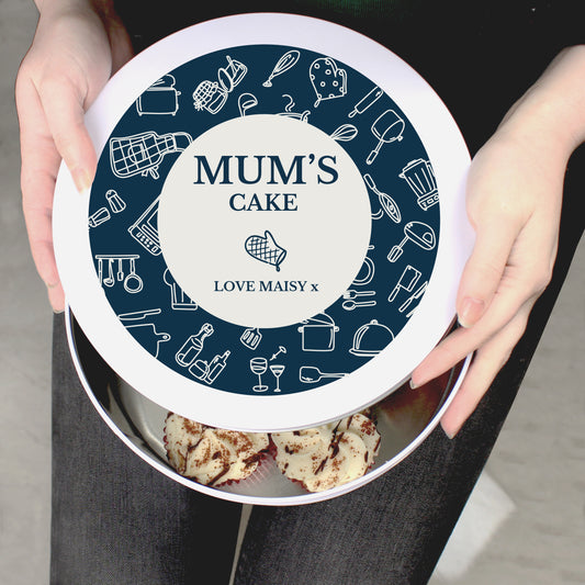 Personalised Navy Kitchen Design Cake Tin