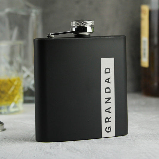 Personalised Name Only Black Hip Flask