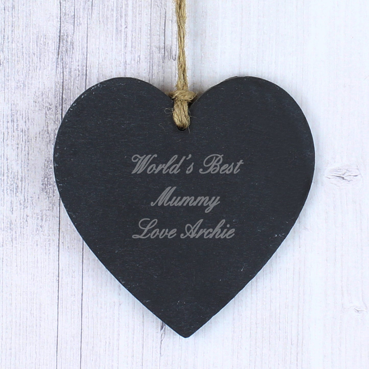 Personalised Script Engraved Slate Heart Decoration