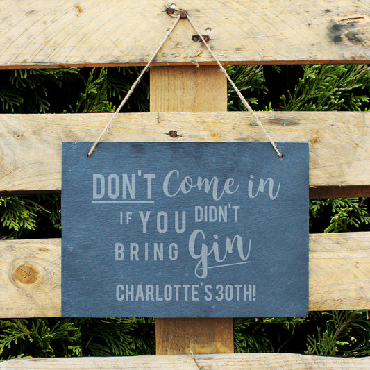 Personalised Gin Large Hanging Slate Sign