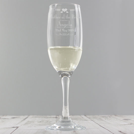 Personalised Decorative Wedding Mother of the Bride Glass Flute