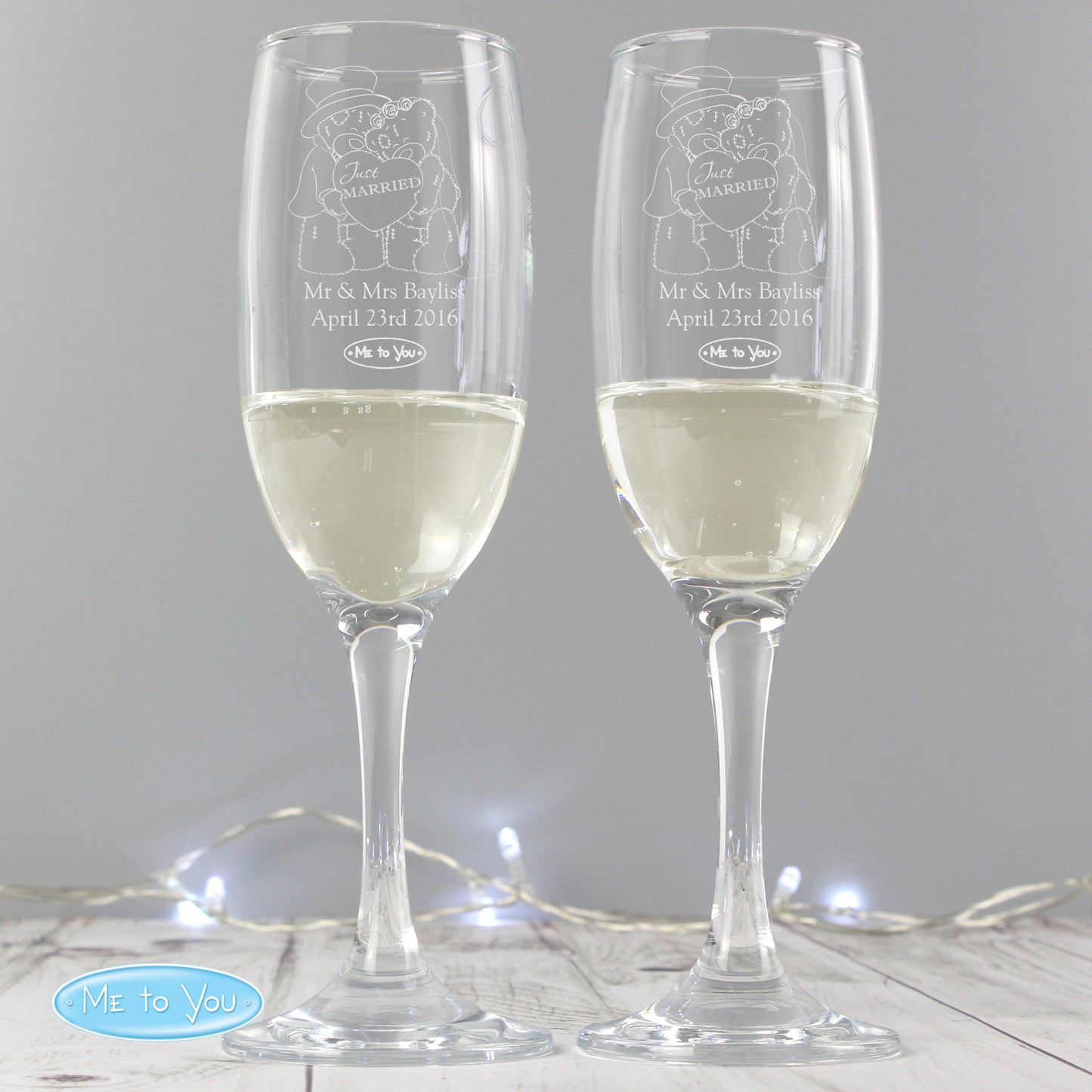 Personalised Me To You Engraved Wedding Pair of Flutes