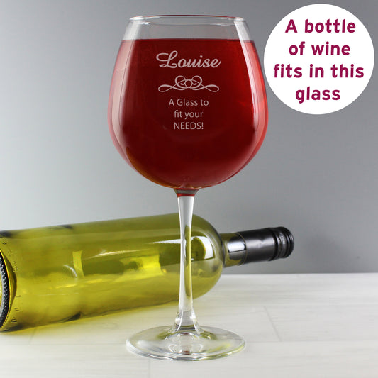 Personalised Decorative Bottle of Wine Glass