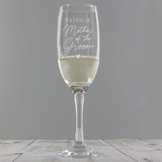 Personalised Mother of the Groom Flute Glass