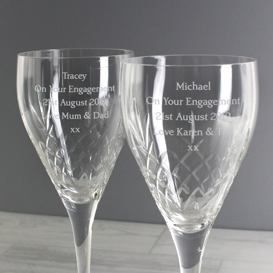 Personalised Pair of Crystal Wine Glasses