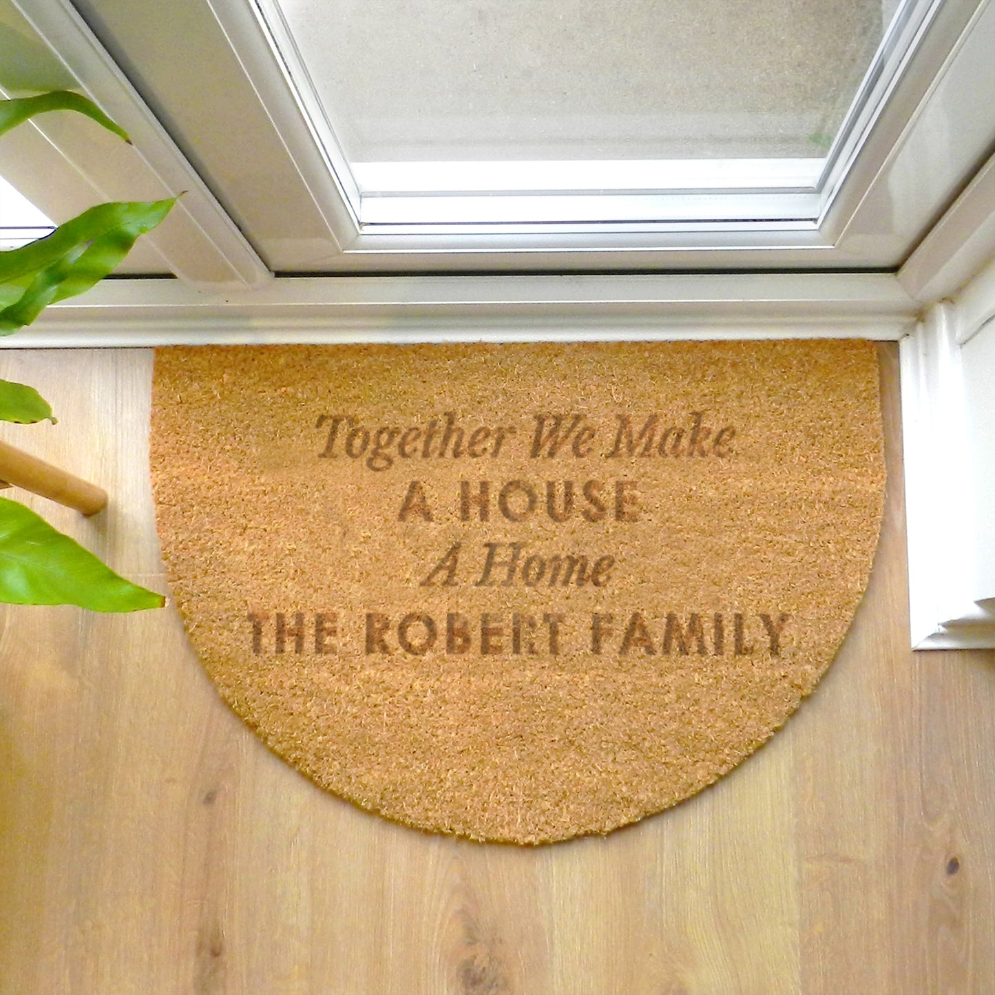 Personalised Free Text Half Moon Indoor Doormat