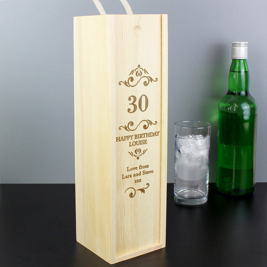 Personalised Elegant Number Wooden Wine Bottle Box