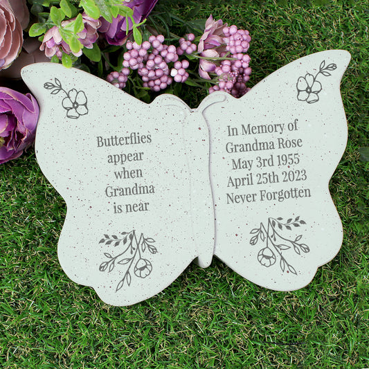 Personalised Floral Memorial Resin Butterfly