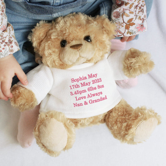 Personalised Message Teddy Bear - Pink