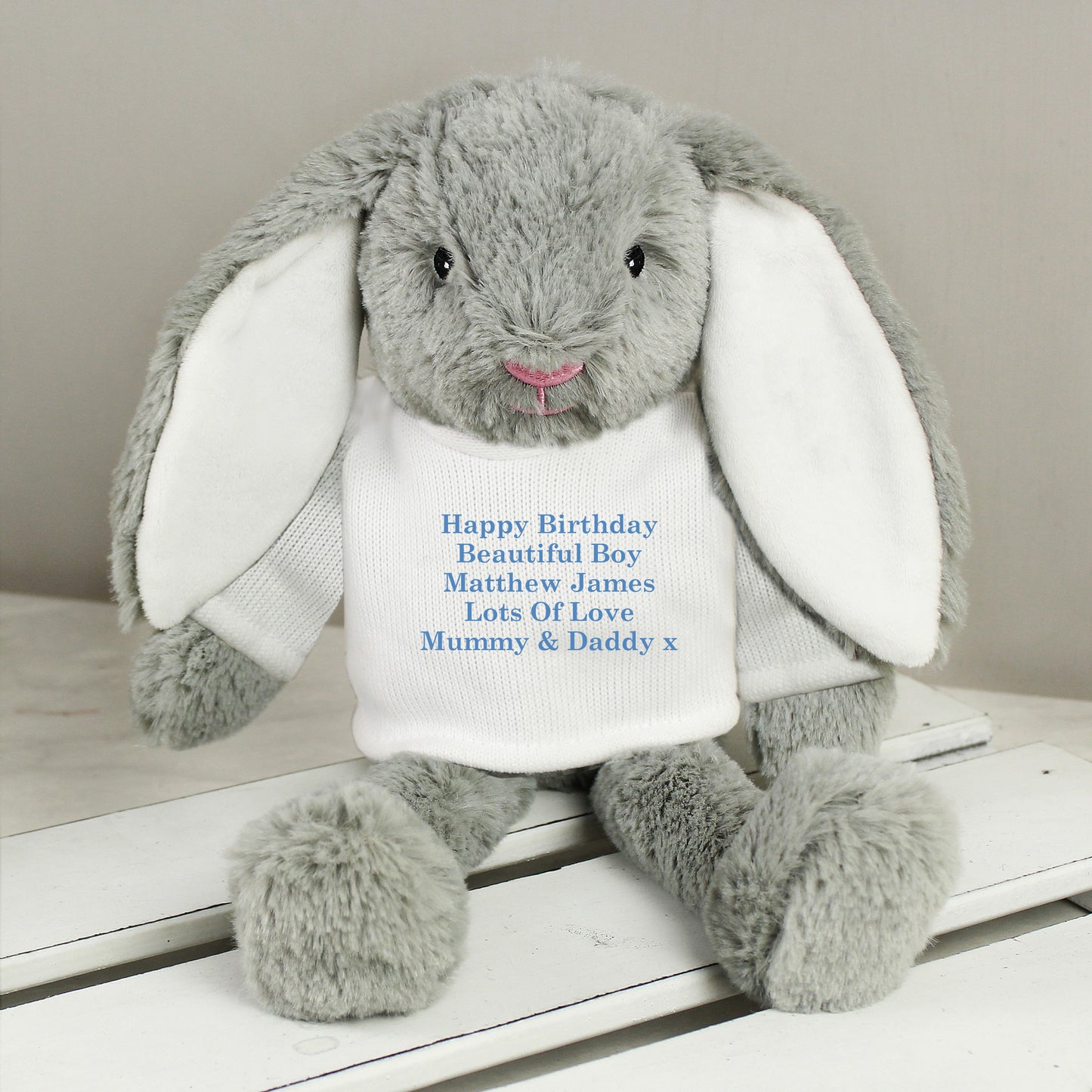 Personalised Message Bunny Rabbit - Blue