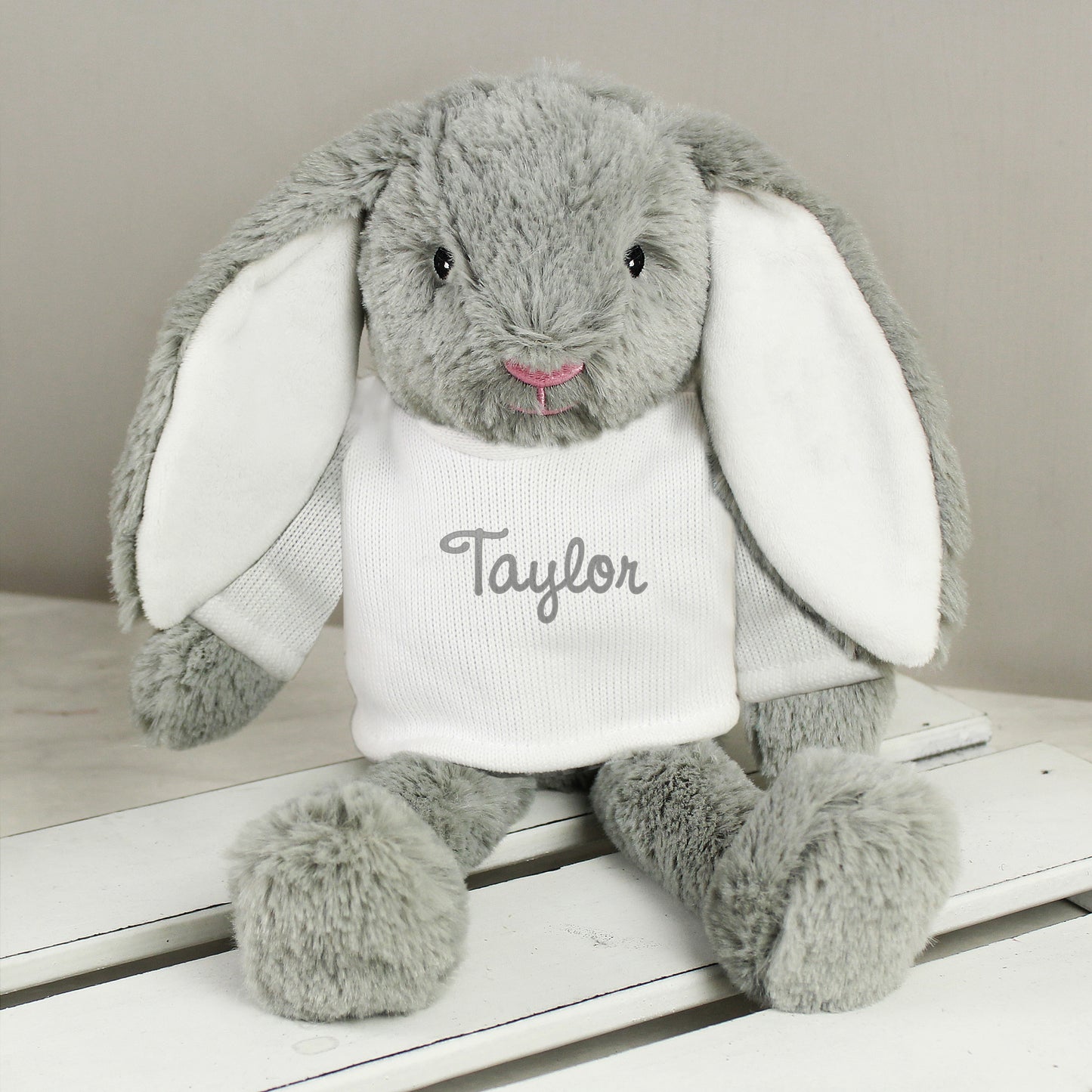 Personalised Name Only Bunny Rabbit - Grey