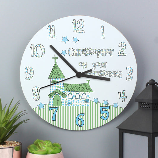 Personalised Church Boys Christening Clock